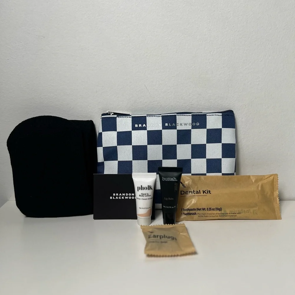 Brandon Blackwood X American Airlines Premium Economy Checkered Amenity Kit Bag